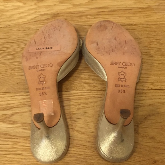 Jimmy Choo Gold Bow Kitten Heels Size 35.5 - Picture 2 of 4